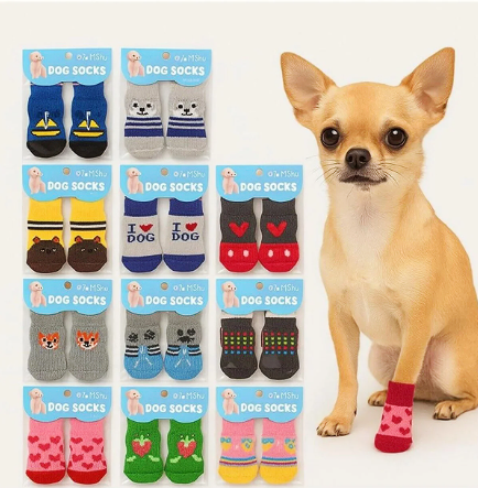 S M L Boy 12'Lİ Karışık Paket Kaymaz Taban Kedi Köpek Çorabı